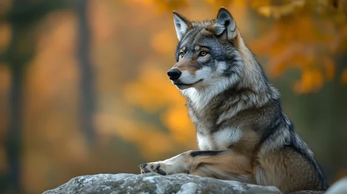 Wolf Portrait in Fall Colors