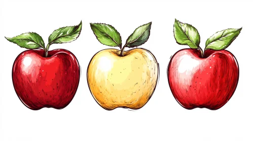 Trio of Apples: A Colorful Still Life