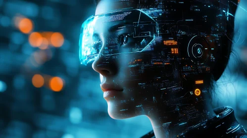 Woman with Virtual Reality Interface