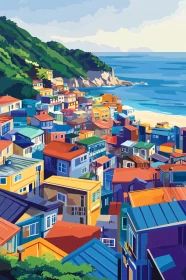 Colorful Seaside Urban Landscape