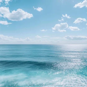 Calm Ocean under a Cloudy Sky