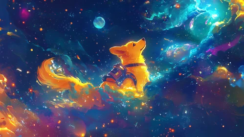 Golden Dog Gazing at the Cosmos