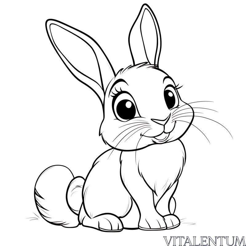 Cartoon Rabbit Line Art AI Image