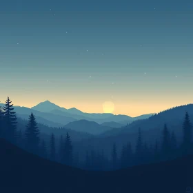 Tranquil Mountain Twilight Scene