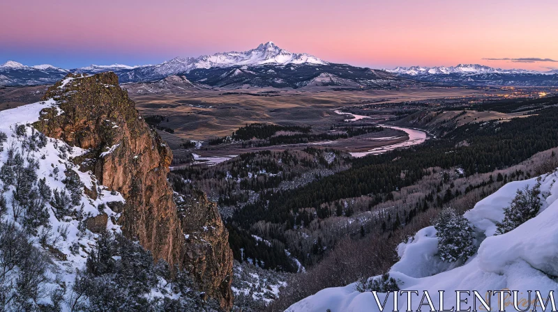 Serene Mountain View at Twilight AI Image