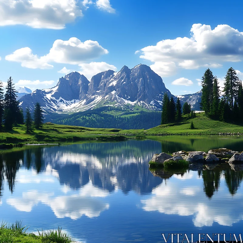 Still Waters: A Mountain Reflection AI Image