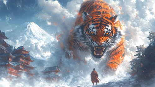 Giant Tiger Confronts Warrior