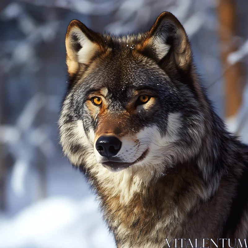 AI ART Winter Wolf Close-Up