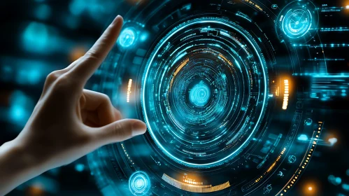 Hand Interacting with Glowing Hologram