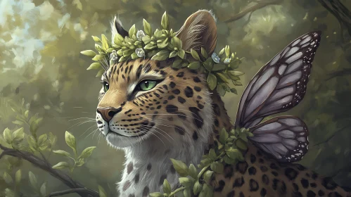 Whimsical Feline with Floral Crown