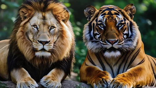 Majestic Lion and Tiger Duo