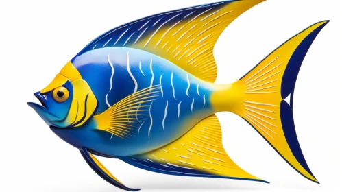 Blue and Yellow Angel Fish: A Detailed Hand-Painted Illustration