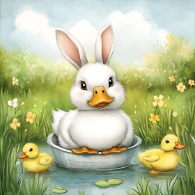 Easter Duckling in Meadow