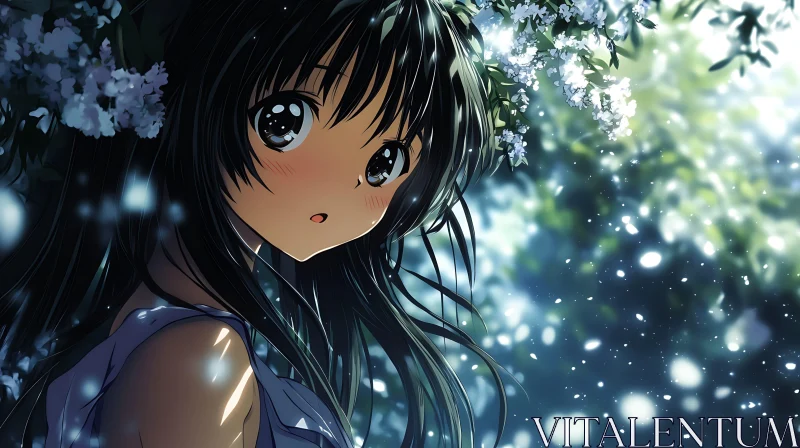 Anime Girl Portrait in Nature AI Image