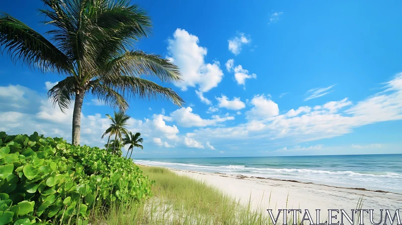 Tropical Beach Paradise with White Sand AI Image