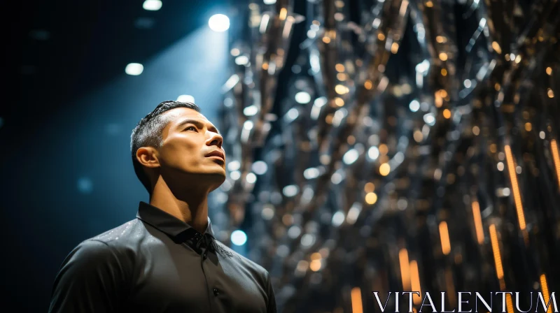 Ronaldo on Stage under Chandelier Light - A Moment of Intensity AI Image
