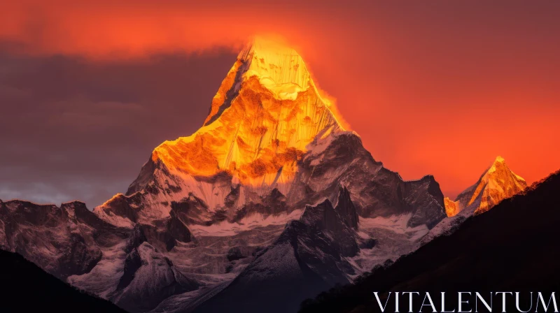 Serene Mountain Summit - A Himalayan Art Inspired Photography AI Image