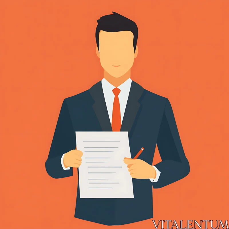 AI ART Faceless Businessman with Document Illustration