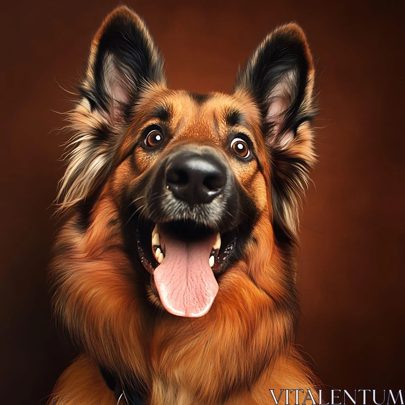 Happy German Shepherd Close-Up AI Image