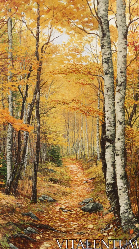 AI ART Golden Foliage Woodland Trail