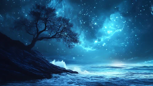 Night Seascape with Celestial Light