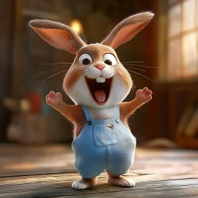 Happy Bunny Character with Open Arms