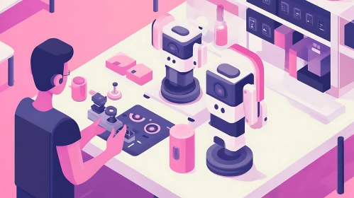 Stylized Lab Scene with Person