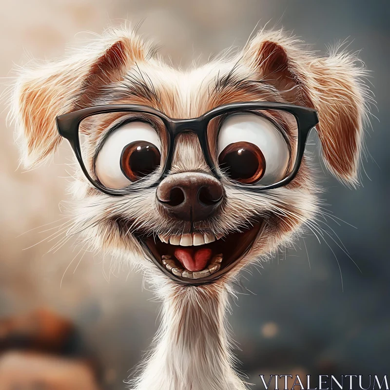 Playful Cartoon Dog Wearing Glasses AI Image