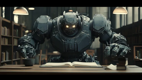 Steel Colossus Reads in Library