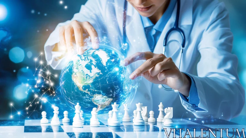 Doctor Playing Chess with the World AI Image