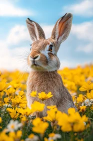 Hare in a Floral Meadow