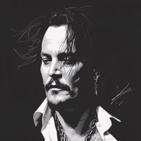 Johnny Depp Black and White Portrait