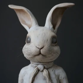Monochrome Rabbit Sculpture with Scarf