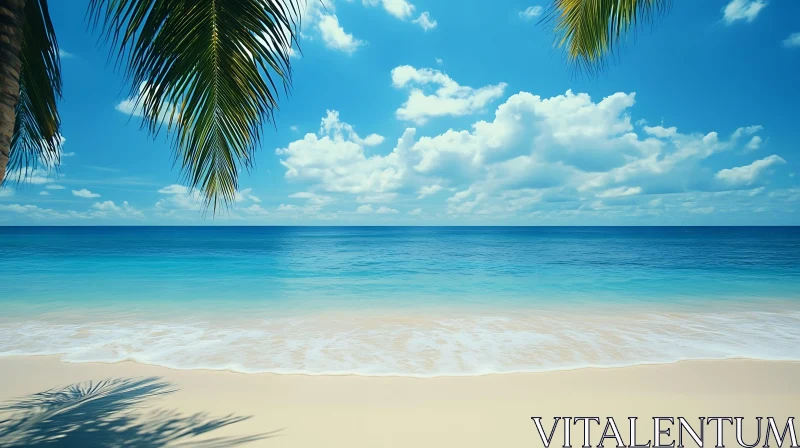 Tropical Beach Paradise with Azure Sea AI Image