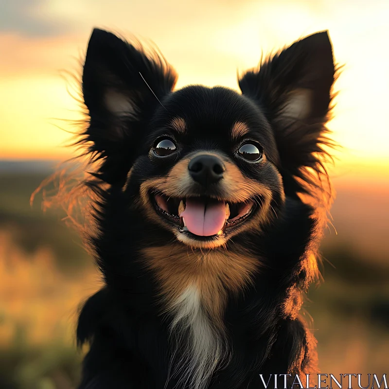 Happy Puppy at Golden Hour AI Image