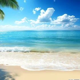 Seascape: Palm, Beach, and Azure Waters
