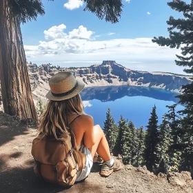 Woman Relaxing by the Lake