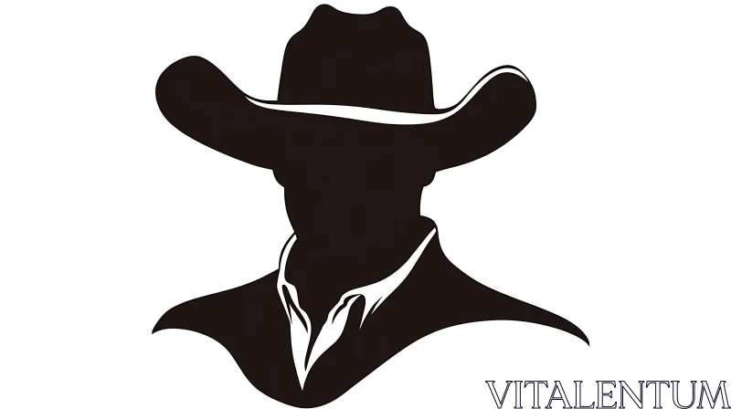 Monochrome Cowboy Portrait Silhouette Art AI Image