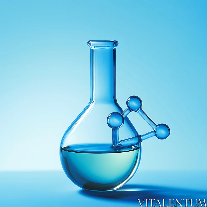 Glass Flask and Molecular Structure AI Image