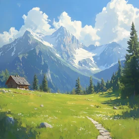 Cabin in Mountain Landscape