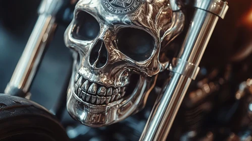 Metallic Skull on Custom Bike