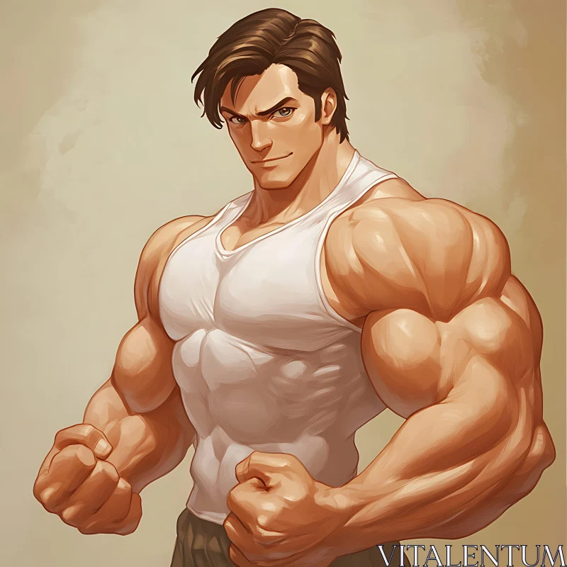 AI ART Cartoon Man with Strong Muscles