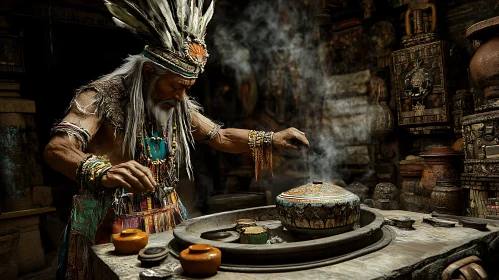 Tribal Shaman Performing Ancient Ritual