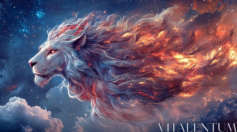 AI ART Lion with Fiery Mane