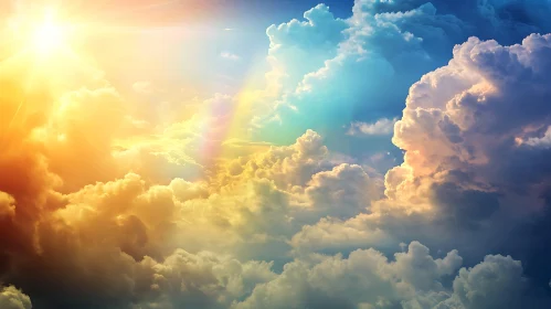 Golden Sunlight and Azure Clouds