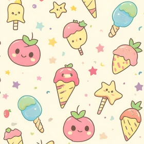 Cute Pastel Sweets and Stars Pattern