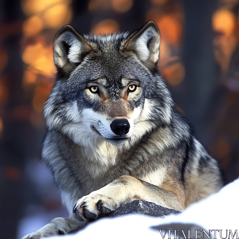 Wolf in Snow AI Image