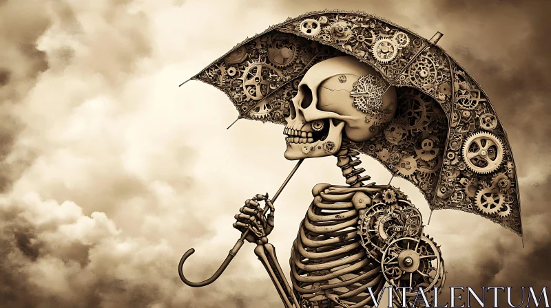 AI ART Mechanical Death: Steampunk Skeleton Portrait