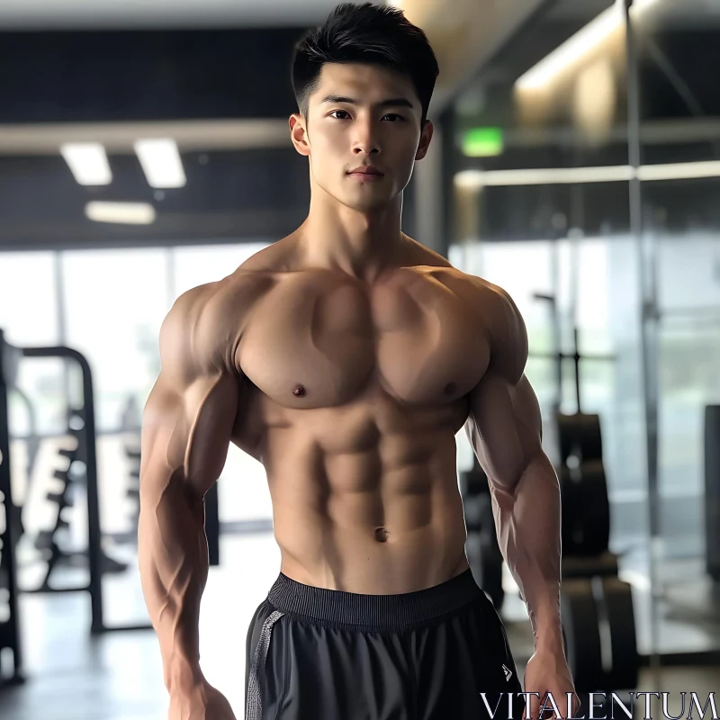 Attractive Man with Defined Muscles AI Image