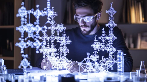 Man with Geometric Models